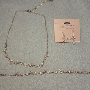 LC Lauren Conrad Rose Gold Floral Jewelry Set